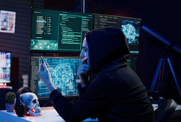 A hacker in front of a computer