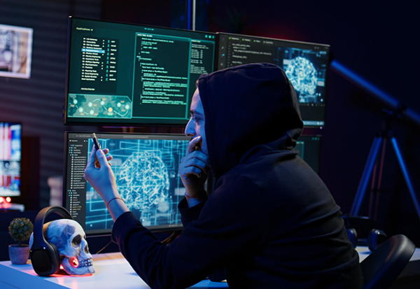 A hacker in front of a computer
