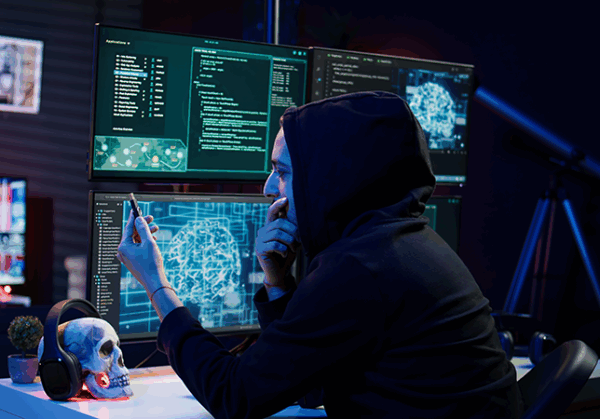 A hacker in front of a computer