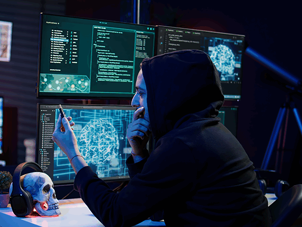 A hacker in front of a computer