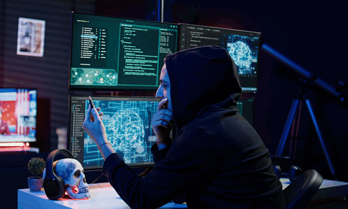 A hacker in front of a computer