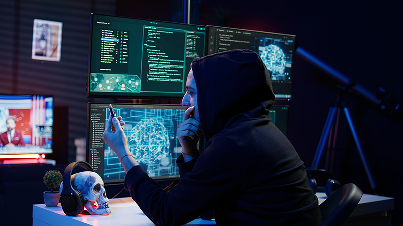 A hacker in front of a computer