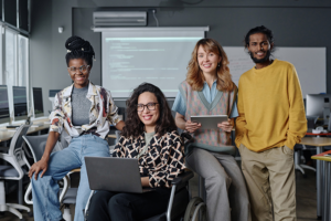 Web developers working in office