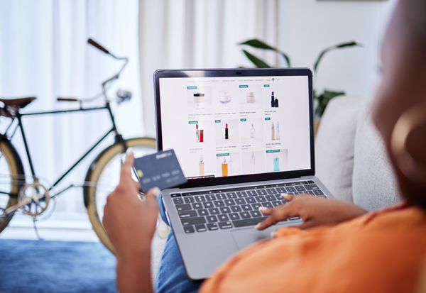 A woman shopping online