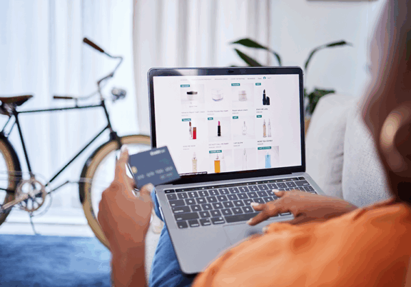 A woman shopping online