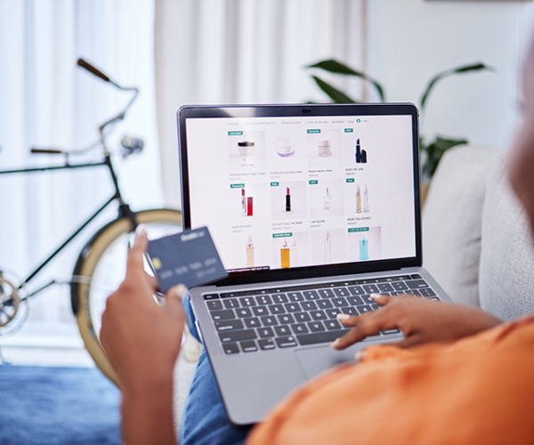 A woman shopping online