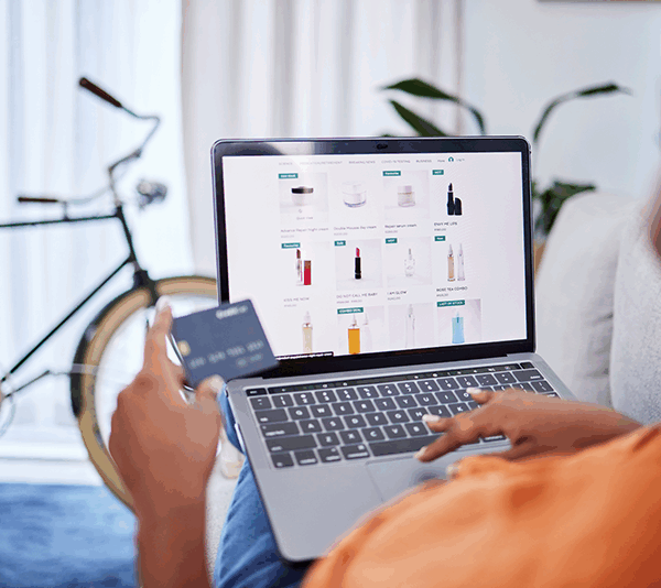 A woman shopping online