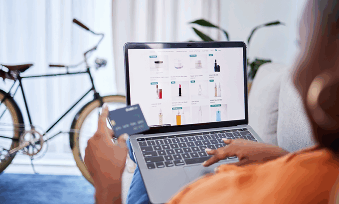 A woman shopping online
