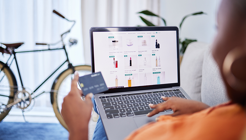 A woman shopping online