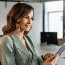 woman working on a iPad